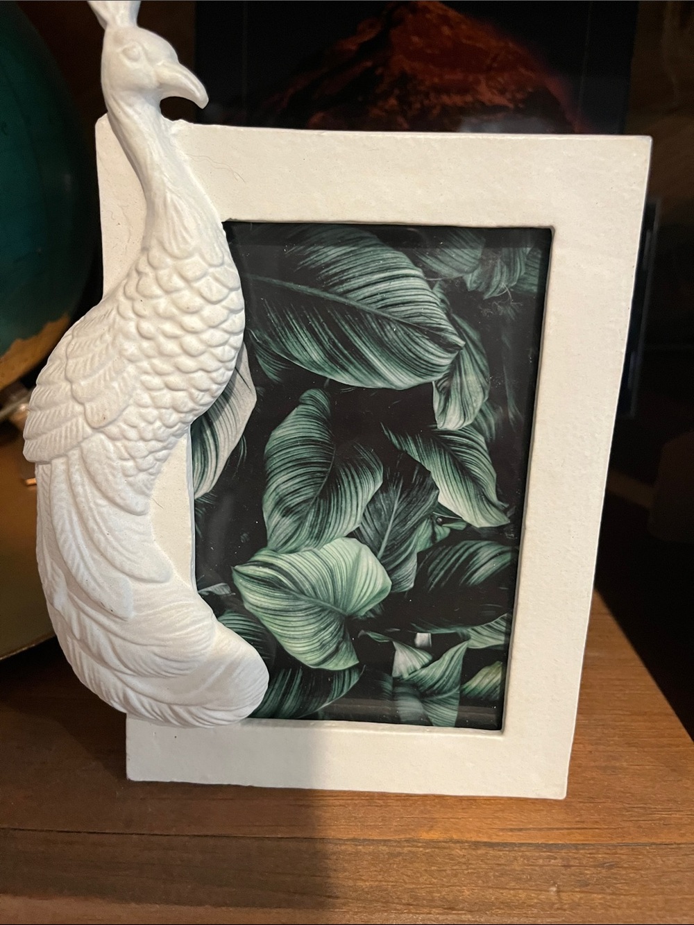 Opal House White Peacock Decorative Photo Frame - Home Accents